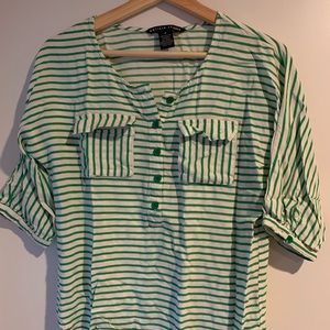 Green striped blouse